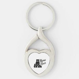 Mama Bear with Cubs Cute Family Bear Keychain