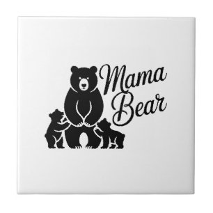 Mama Bear with Cubs Cute Family Bear Tile