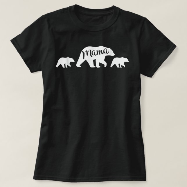 Mama Bear with Two Cubs - Mother's Day Mom T-Shirt (Design Front)