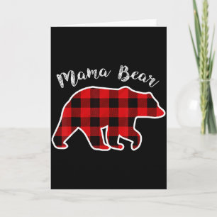 Mama Bear _ Women Red Plaid Christmas Pajama Famil Card