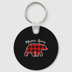 Mama Bear _ Women Red Plaid Christmas Pajama Famil Keychain