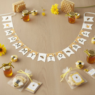 Mama Bee Honeycomb Honey Drip Baby Shower Bunting Flags