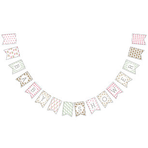 Mama Bird Baby Shower Pretty Patterns Bunting Flag