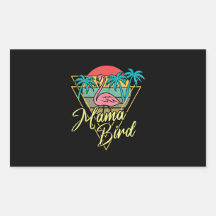 Mama Bird Flamingo Sunset Palm Tree Beach 80s Sticker