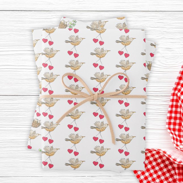 Mama Bird Flying over Nest of Baby Chicks Shower Wrapping Paper Sheet (Creator Uploaded)