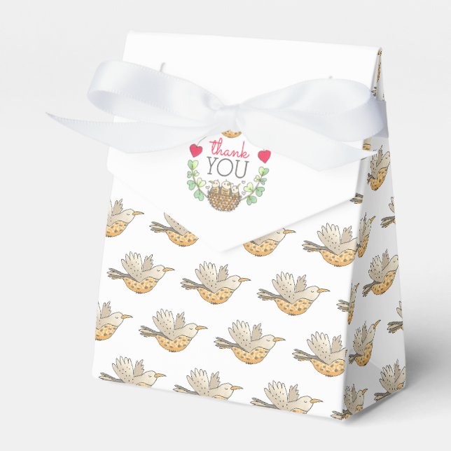 Mama Bird Flying Thank You Favor Box (Front Side)