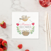 Mama Bird Flying with Hearts Baby Shower
