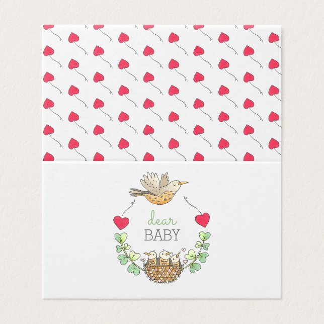 Mama Bird Hearts Baby Shower Advice Notes (Outside Unfolded)