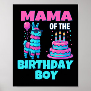 Mama Birthday Boy Llama Pinata Party Family Mathin Poster