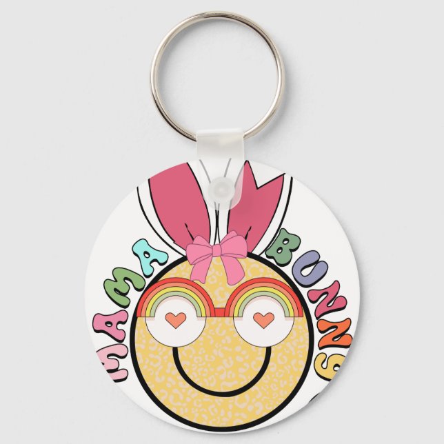 mama bunny (3), retro, vintage keychain (Front)