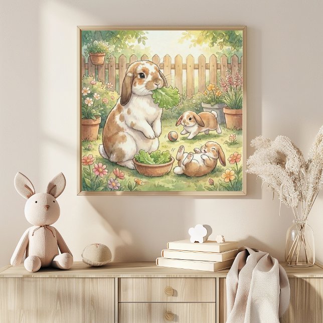 Mama Bunny and Babies Nursery Poster (Creator Uploaded)