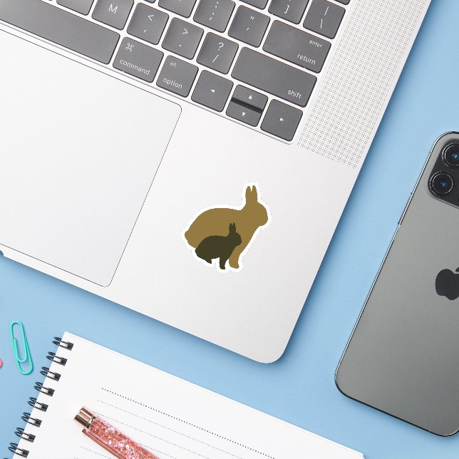Mama bunny and Little Bunny vector graphic (Laptop w/ iPhone)