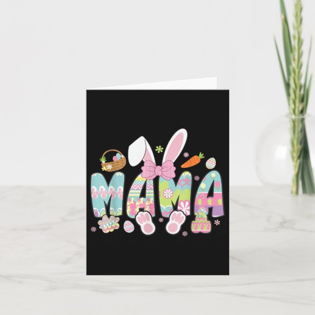 Mama Bunny Easter Coquette Bow Mama Bunny Easter  Card (Front)