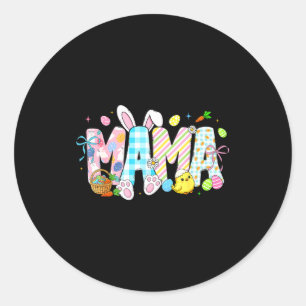 Mama bunny eggs funny for mom women mothers grandm classic round sticker