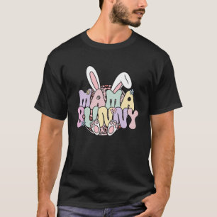 Mama Bunny Retro Groovy Leopard Bunny Mom Happy Ea T-Shirt