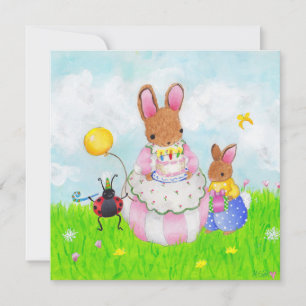 mama bunny with cake invitation