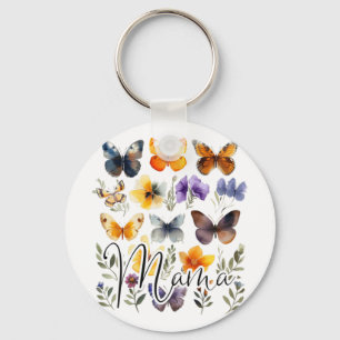 Mama Butterflies Floral Summer Mothers Day Graphic Keychain