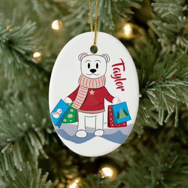 Mama Cartoon Ours Polaire Ornement de Noël (Arbre)