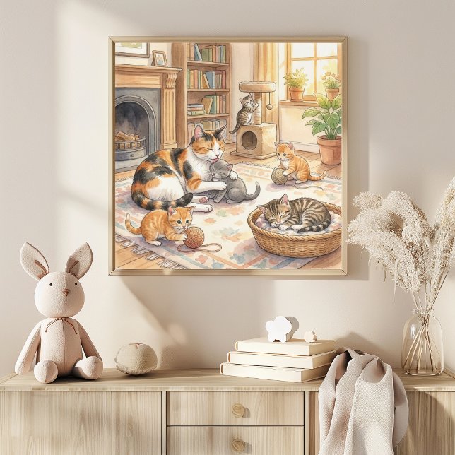 Mama Cat and Kittens Nursery Poster (Creator Uploaded)