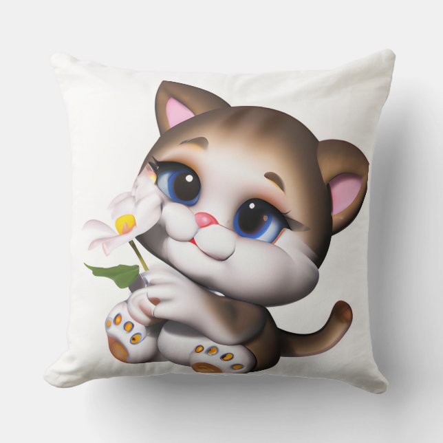 Mama Cat Throw Pillow (Front)