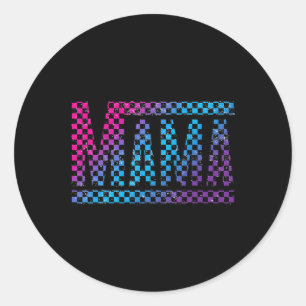 Mama Checkered Mommy New Mom Happy Mothers Day Mom Classic Round Sticker