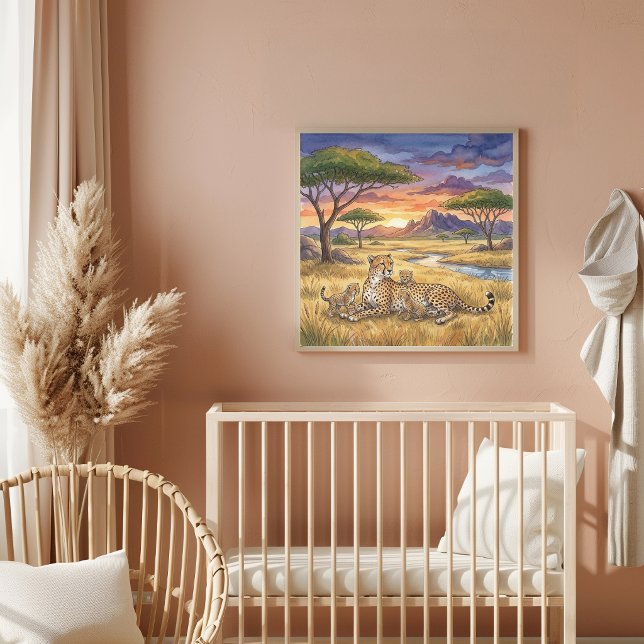 Mama Cheetah and Cubs Nursery Poster (Creator Uploaded)