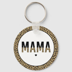 Mama Cheetah print typography Gifts For Mom Keychain