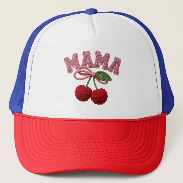 Mama Cherry Hat – Embroidered Style “Mama” Cap wit (Front)