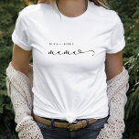 Mama | Chic Script and Heart with Kids Names T-Shirt<br><div class="desc">This black and white shirt features modern black script typography that says "mama, " with a chic scribbled heart. Simple elegant text displays the names of your children. The perfect Mother's Day gift for your favourite mom!</div>