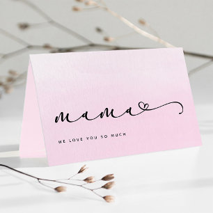 Mama   Chic Script and Heart with Photo Card