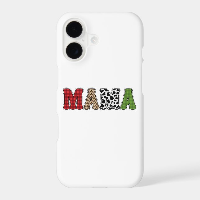 Mama Christmas Plaid Pattern Design (Back)