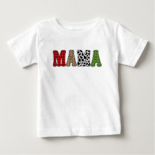 Mama Christmas Plaid Pattern Design Baby T-Shirt