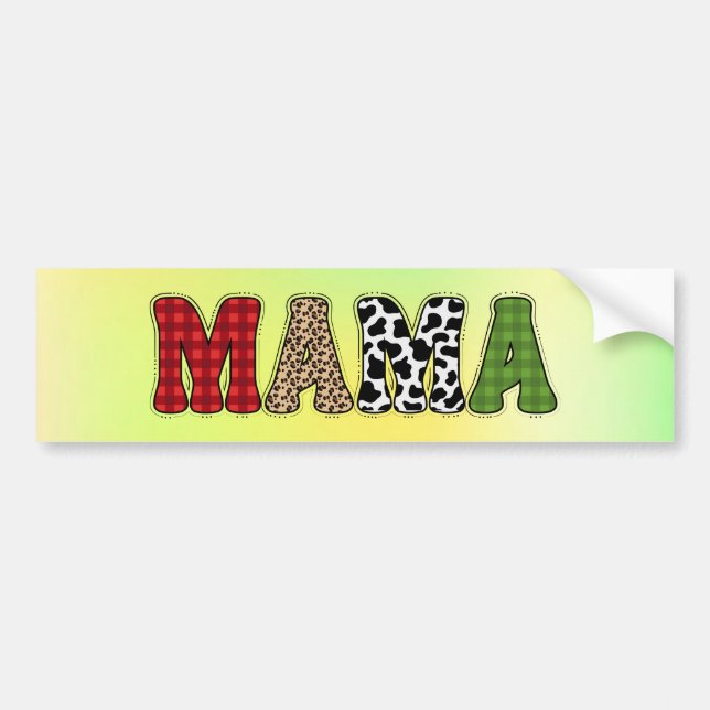 Mama Christmas Plaid Pattern Design Bumper Sticker (Front)
