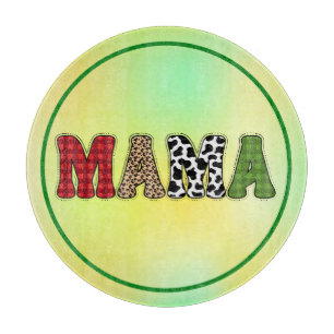 Mama Christmas Plaid Pattern Design Cutting Board