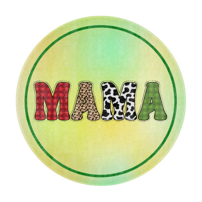 Mama Christmas Plaid Pattern Design Cutting Board (Front)