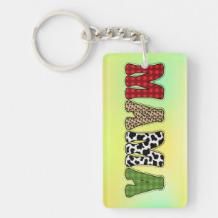 Mama Christmas Plaid Pattern Design Keychain