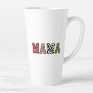 Mama Christmas Plaid Pattern Design Latte Mug