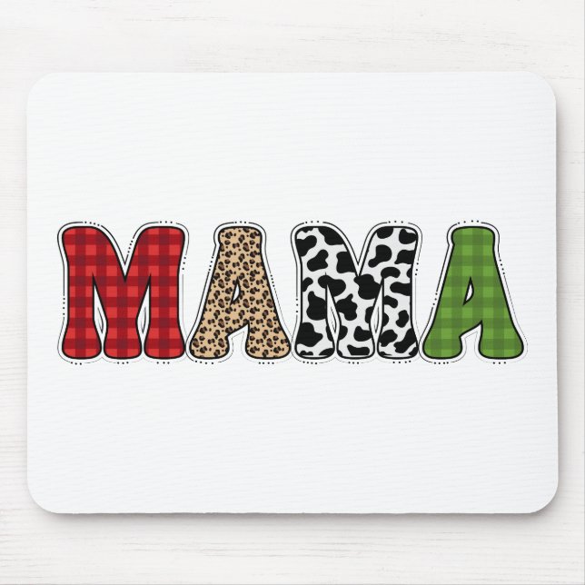 Mama Christmas Plaid Pattern Design Mouse Pad (Front)