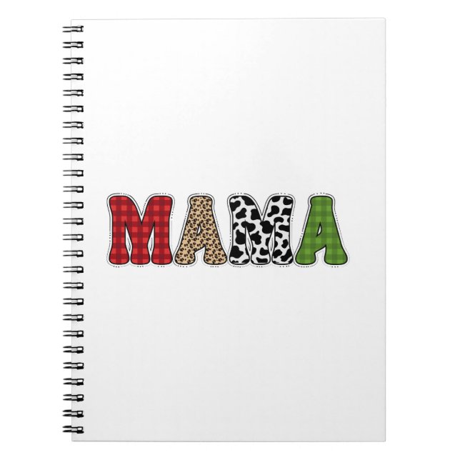 Mama Christmas Plaid Pattern Design Notebook (Front)
