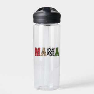Mama Christmas Plaid Pattern Design Water Bottle