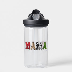 Mama Christmas Plaid Pattern Design Water Bottle