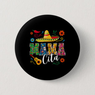 Mama Cita Cinco De Mayo Mexican Sombrero Guitar Ca 2 Inch Round Button