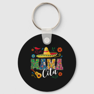 Mama Cita Cinco De Mayo Mexican Sombrero Guitar Ca Keychain