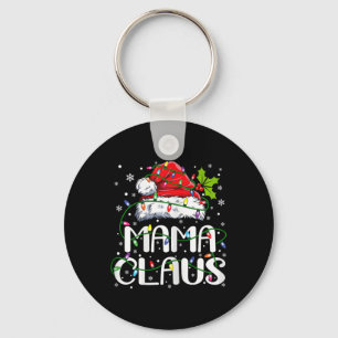 Mama Claus Christmas Lights Pajama Family Matching Keychain