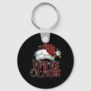 Mama Claus Christmas Lights Pajama Family Matching Keychain