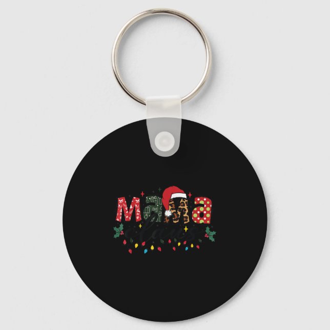 Mama Claus Christmas Pajama Santa Claus Family Mat Keychain (Front)