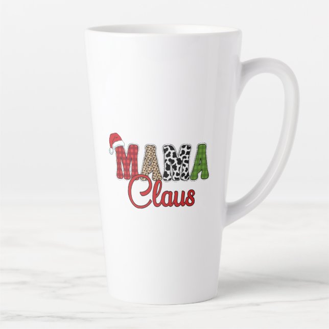 Mama Claus Plaid Pattern-60096 Latte Mug (Right)