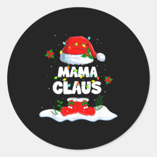 Mama Claus Santa Matching Family Christmas Lights Classic Round Sticker