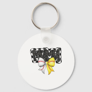 Mama Coquette Bow Game Day Bysebyll Softbyll Cheer Keychain