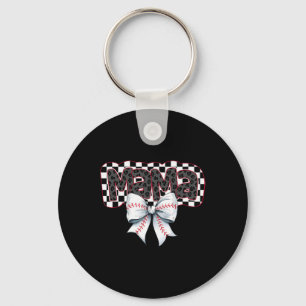 Mama Coquette Bow Game Day Bysebyll Softbyll Cheer Keychain